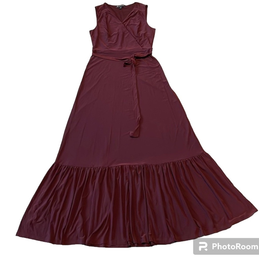 INC International Concepts Maroon Sleeveless V neck Dress Women’s Small